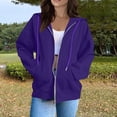 thumbnail image 2 of Resicozy Zip Up Hoodie Women Oversized Long Sleeve Sweatshirts Comfy Lightweight Y2k Jackets Loose Fit Hooded Sweatshirt Dark Purple S, 2 of 6