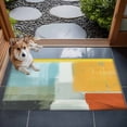 thumbnail image 4 of 2x3 Door Mat Rug, Teal Yellow Non-Skid Rubber Backing Large Rectangle Rugs - Living Room Bedroom Home Office, Orange Oil Painting Modern Abstract Geometric Indoor Floor Mat Carpets Washable Rug, 4 of 9