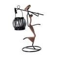 thumbnail image 3 of Lámpara de mesa con forma de vela, candelabro de metal, regalo artístico, centro de mesa, soporte para linterna, candelabro para escritorio, oficina, Marrón oscuro, 3 of 9
