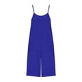 thumbnail image 7 of QATAINLAV Summer Rompers for Women Sleeveless Adjustable Strap Onesies Shorts Cotton Casual Wide Jumpsuits with Pockets Blue S, 7 of 7