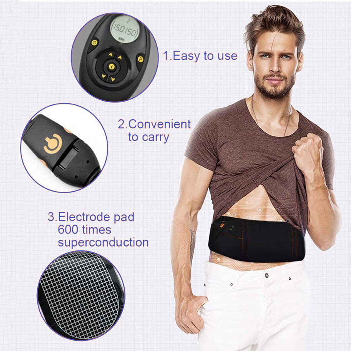 150 Level USB Charge ABS Stimulator, EMS Electric Abdominal Muscle