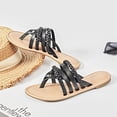 thumbnail image 4 of Women's Casual Flat Slide Sandals Criss Cross Strappy Open Toe Beach Thong Sandals., 4 of 6