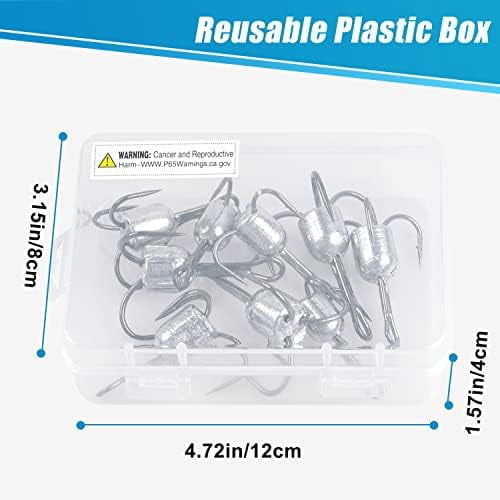 YNGLLC Snagging Hooks Weighted Treble Hooks,5pcs Large Weighted Treble Fishing Hooks Bunker Snag Hooks with Weight for Baitfish Trout Salmon 5/0 6/0 8/0 10/0