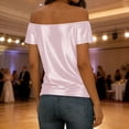 thumbnail image 7 of GUACER Womens Off Shoulder Blouses Fashion Sequin Ribbed Solid Loose Casual Short Sleeve Tops, 7 of 7