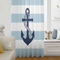 thumbnail image 6 of Aqua Stripe Nautical Sheer Curtains 72 Inches Long, Navy Blue Anchor Summer Coastal Light Filering Curtains, Breathable Simi Curtain Privacy Drapes for Living Room Bedroom Window Treatment, 6 of 9