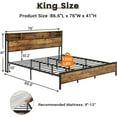 LED King Bed Frame with Storage Drawers & Bookcase Headboard, USB Ports