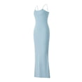 thumbnail image 4 of ZAXARRA Robe d'Été pour Femmes, Robe Longue, Bracelet Spaghetti de Couleur Unie Robe Moulante à Col Carré pour Club de Fête, 4 of 9