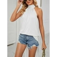 thumbnail image 3 of PULLIMORE Women's Sleeveless Tie Halter Tops Summer High Neck Tank Top Loose Casual Shirts Blouse （White,2XL）, 3 of 6