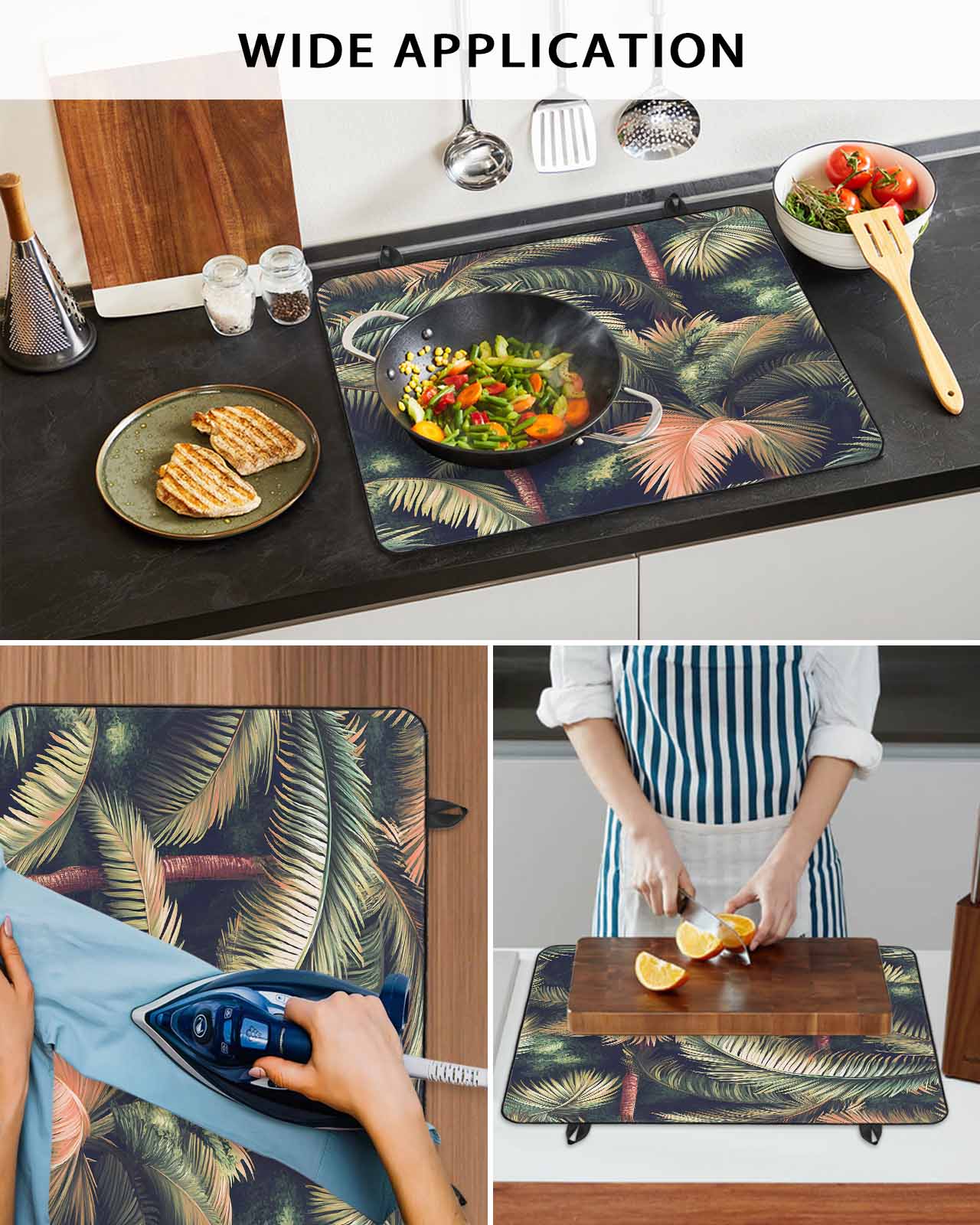 nqOlkjepod Large Induction Cooktop Protector Mat 36"x21", Palm Forest Stove Top Covers for Electric Stove, Country Summer Tropical Plants Forest Stove Burner Cover Mats, Glass Top Stove Cover