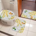thumbnail image 5 of Spring Flowers Bathroom Rugs Set Watercolor Spring Green Yellow Floral Leaf Birds Grey Plaid Non Slip Absorbent Bath Mats 3 Piece Set, U-Shaped Floor Mat, Toilet Seat Cover Small Size, 5 of 9