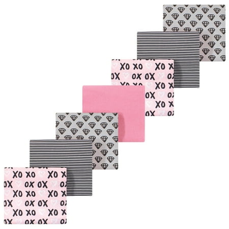 Luvable Friends Hudson Baby Flannel Receiving Blankets 7pk, Sweetheart Kisses