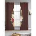 thumbnail image 2 of Cherry Blossoms Sheer Curtains 84 Inch Length 2 Panels Set for Living Room/Bedroom, Japanese Spring Floral Leaves Rustic Brown Kitchen Curtains Grommet Semi-Sheer Curtains Window Treatments 42"x84"x2, 2 of 7