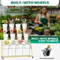 thumbnail image 3 of Flower Display Stand, Anti-Tip Reinforcement, 12 White Plastic Planters, Gold Iron Floral Stand, 3-Tier Structure, Office, Sunroom, Indoor, 3 of 8