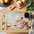 thumbnail image 2 of Farmhouse Pink Floral Placemats Set of 6, Spring Vintage Botanical Flowers Washable Wipeable Table Mats for Dining Tables, Indoor Outdoor Kitchen Place Mats for Holiday Party Table Decor, 2 of 9