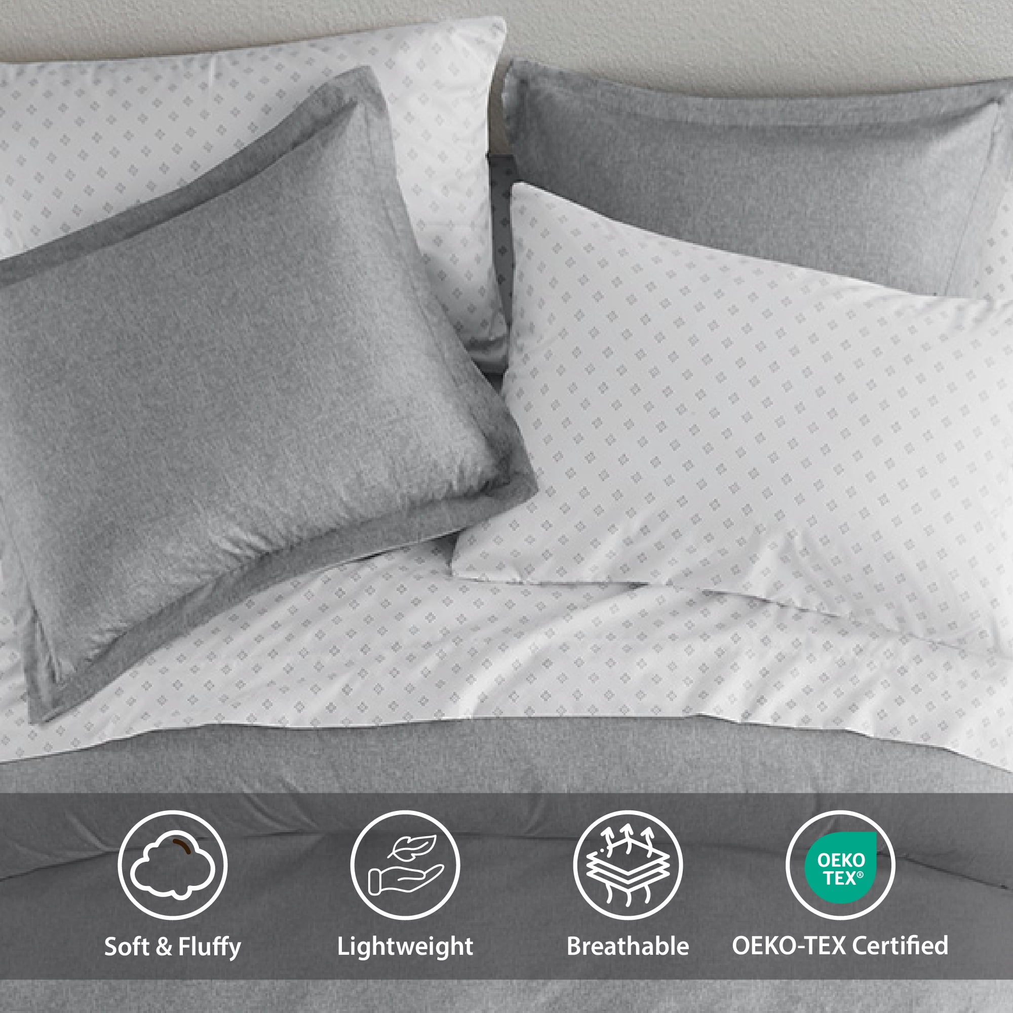 Regency Heights King Size Comforter Set, 7-Piece Reversible Bed in a Bag with Sheets, Gray