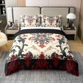 thumbnail image 1 of Erosebridal Housse de Couette Rétro Aztèque 100 % Coton Format Double, Ensembles de Literie Boho Floraux Rouges Format Double, Décor Western, Léger (Sans Couette), 1 of 6