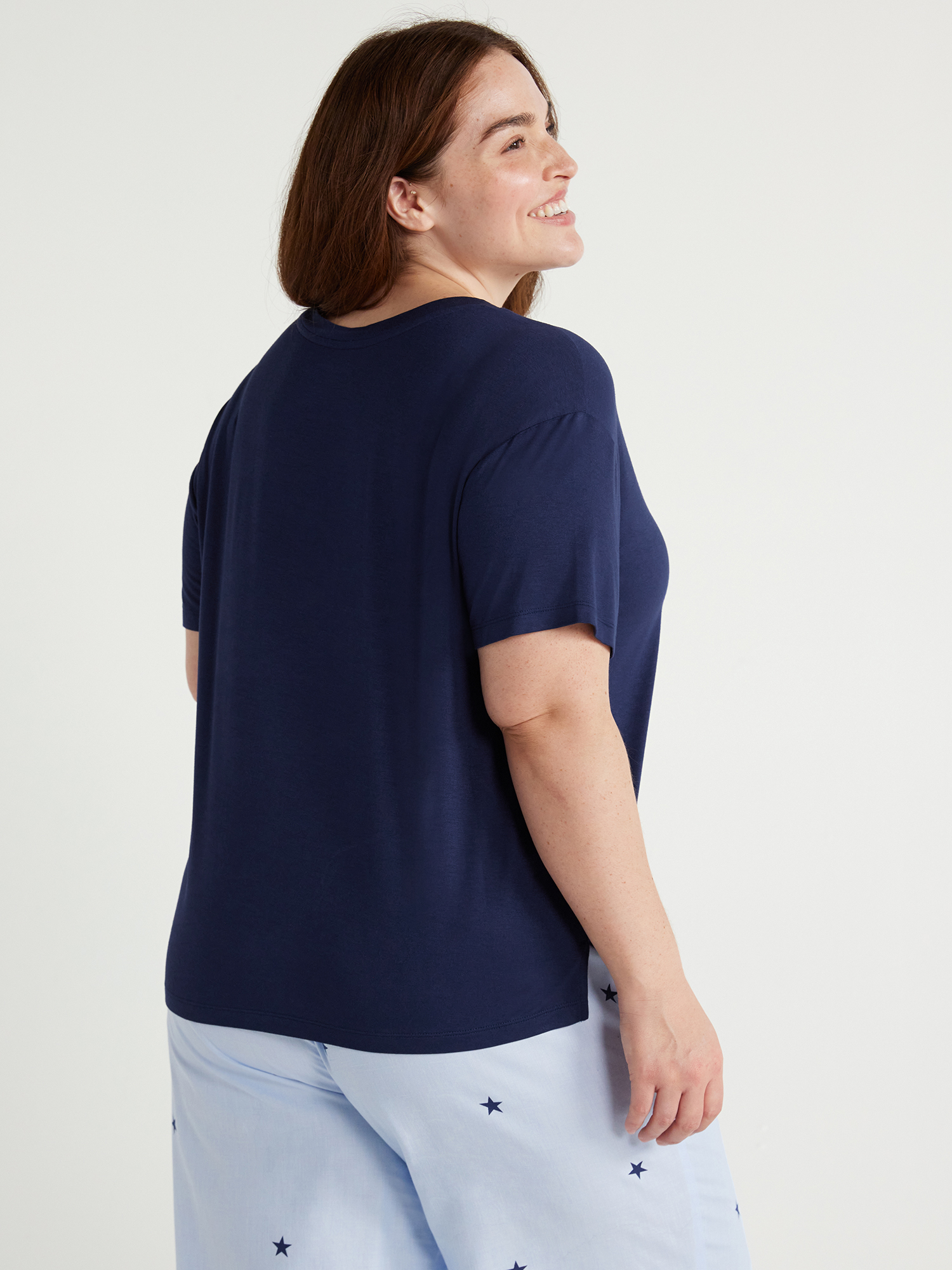 Joyspun Women's Short Sleeve Knit Sleep T-Shirt, Sizes S to 3X - image 5 of 7