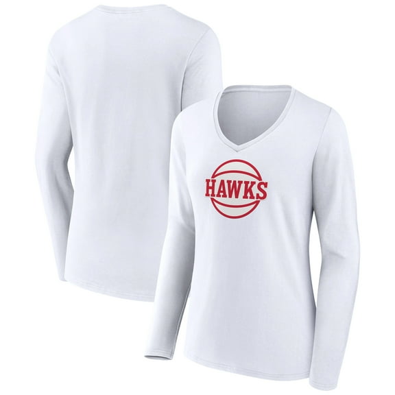 Women's White Atlanta Hawks Alternate Logo V-Neck Long Sleeve T-Shirt