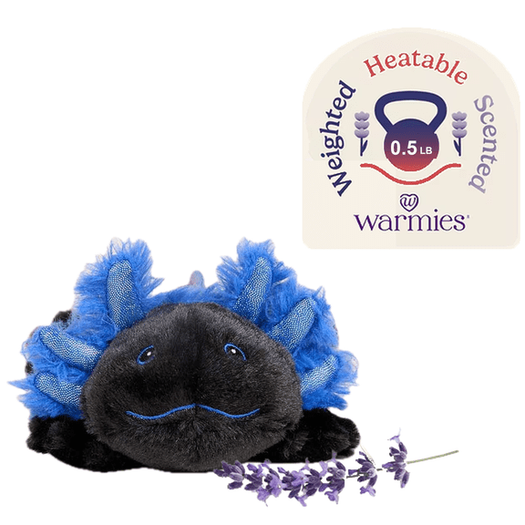 Warmies Junior 9" Black Axolotl Stuffed Animal, Microwavable Heated Plushie and Weighted Soft Plush Toys