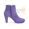 thumbnail image 3 of BLISSFUL STEP Round Toe Side Zip Platform Chunky Heel Ankle Boots for Women Purple 9, 3 of 6