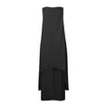 thumbnail image 5 of Jinhomg Plus Size Casual Dress for Women 2025 Trendy Irregular Hem Maxi Dresses Flowy Comfy Cotton Linen V-Neck Vacation Beach Dress with Pockets Black L, 5 of 6