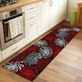 thumbnail image 3 of Red White Kitchen Runner Rug 2x6 Washable Runners for Hallway Non Slip Abstract Black Chrysanthemum Flower Floral Large Area Rug Indoor Floor Carpet for Bathroom Laundry Entryway Bedroom Living Room, 3 of 8