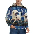 thumbnail image 2 of Wukai Vintage Starry Sky Puppy Print Men Hoodies Fleece Sweatshirts Long Sleeve Sweaters Pullover Fall Outfits Winter Clothes-X-Large, 2 of 7