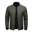 thumbnail image 4 of Cmfcve Men's Zip up Bomber Jacket Ribbed Collar Lightweight Long Sleeve Jacket Fall Fashion Baseball Coat Outerwear with Pockets, 4 of 9