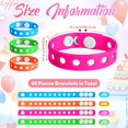 60 Pcs Silicone Kids Bracelets Neon Wristband 7 Inch Adjustable Rubber