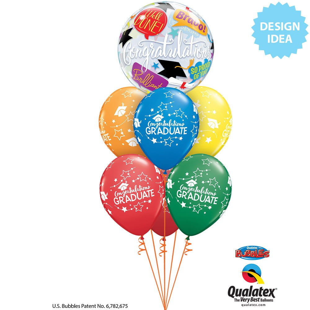 Qualatex 89735 11 in. Congratulations Graduate Stars Assorted Latex Balloon