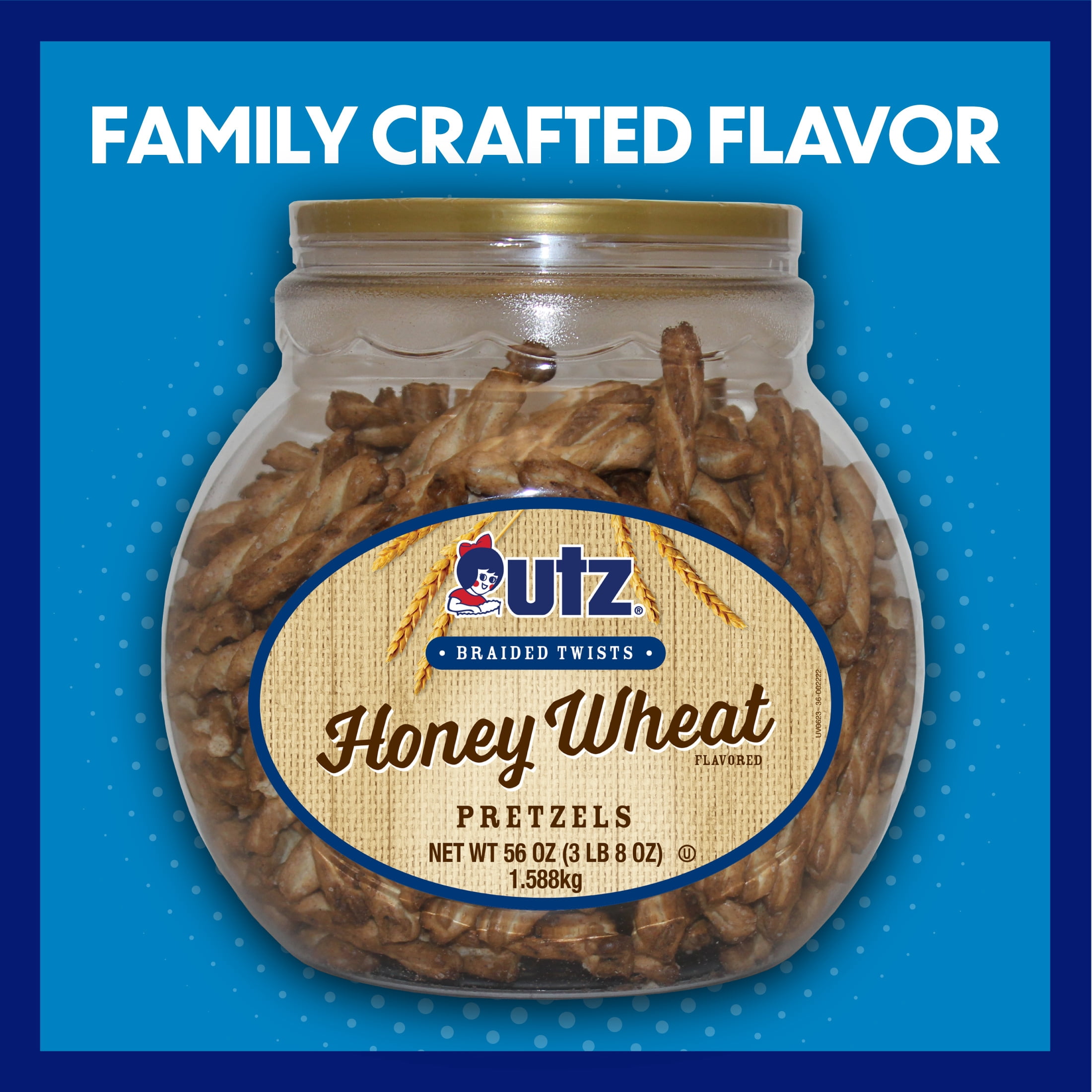 (2 pack) 56 oz Utz Braided Honey Wheat Twists Pretzels Barrel