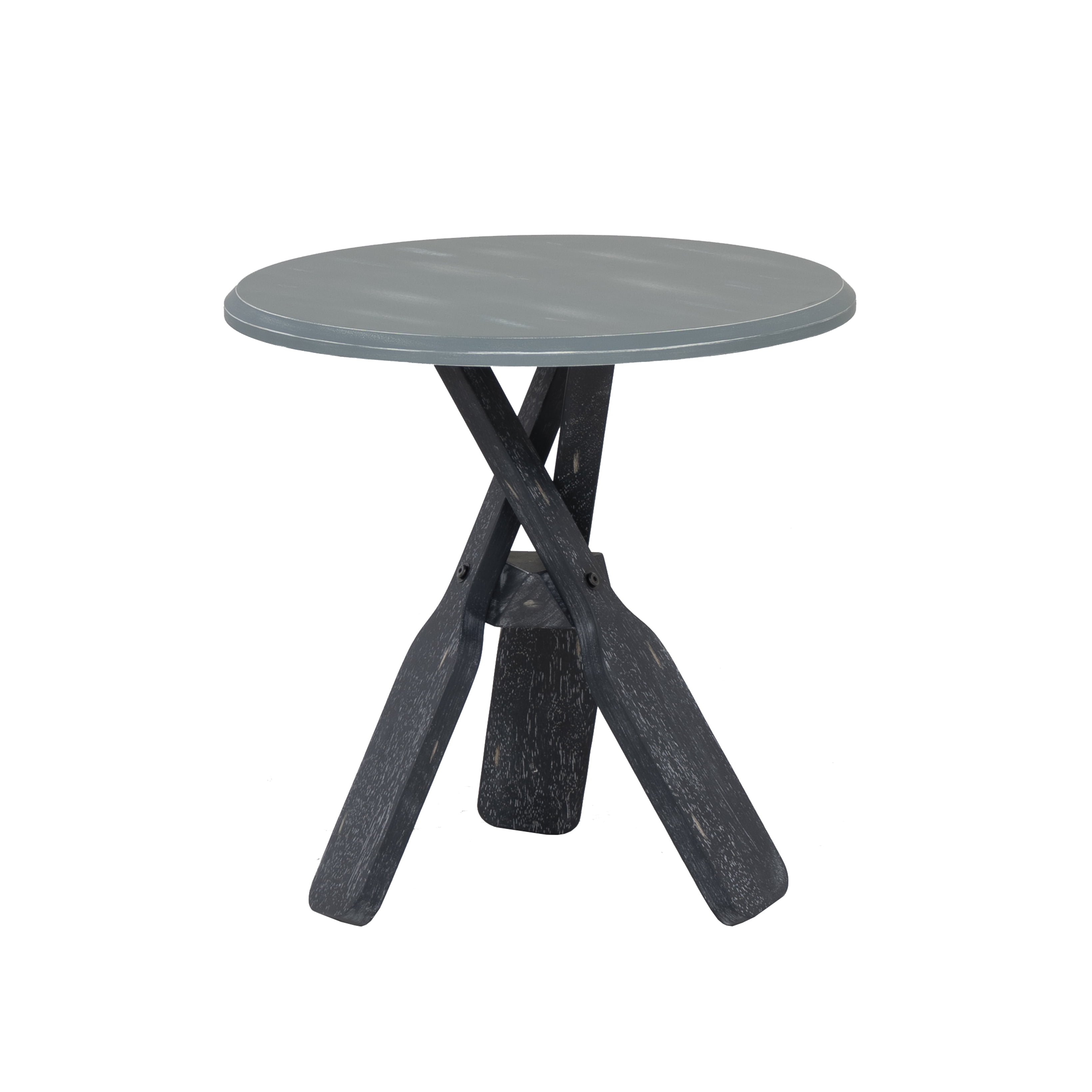 Powell Oreana Coastal Round Indoor Accent Side Table, 22" Tall, Blue/Gray