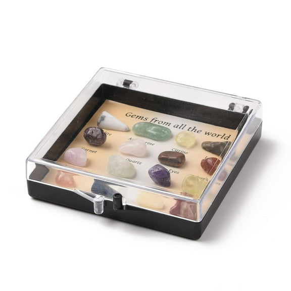 5 Box Natural Gemstones Nuggets Collections for Earth Science Teaching Box:78x69x18mm Inner Diameter: 67x67mm Gemstone: 8~14x5~8mm 16pcs/box
