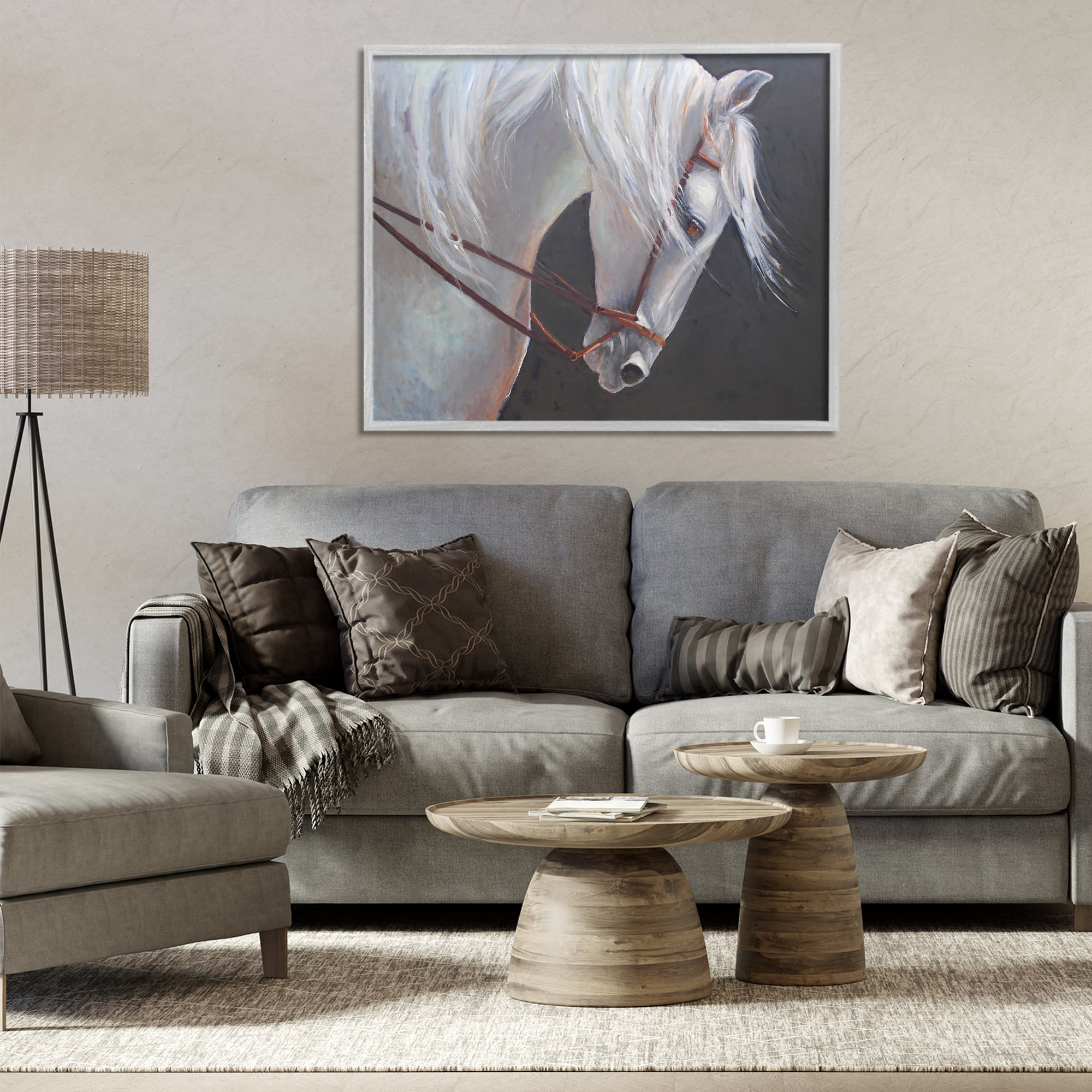 Stupell Industries Majestic White Mare Gray Framed Giclee Art, design by Jadei Graphics