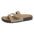 thumbnail image 5 of Rokment Beach Platform Cork Footbed Slides Sandals for Women Wide Width Comfortable Soft Sole Casual Leather Open Toe Orthopedic Walking Flat Slip on Vacation Dress Slippers Summer Shoes Beige, 5 of 7