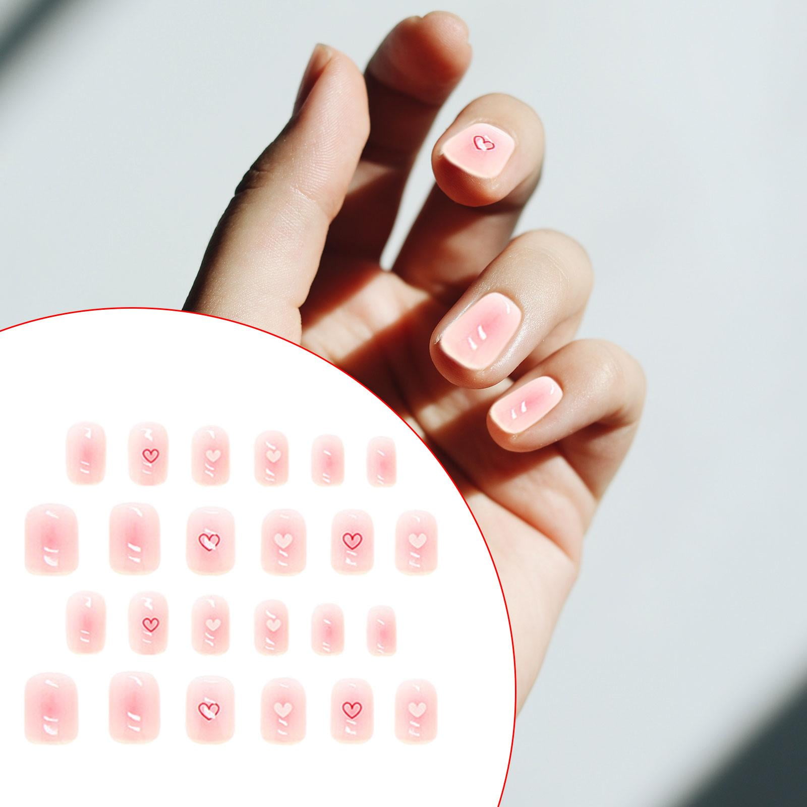 Gazechimp 6X 24Pieces Valentine's Day Press on Nails Red White Hearts Removable Practical