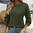 thumbnail image 3 of Lmnyox Hauts Tendance pour Femmes Manches Longues à Volants Col Rond Blouses Unies Tunique Décontractée Habillée Tenues, 3 of 4