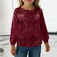 thumbnail image 5 of Meichang Glitter Sequin Tops for Girls Long Sleeve Loose Fit Crew Neck Birthday Party Blouses Sparkly Comfy Velvet Shirts for 5-14 Years, 5 of 8