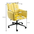 thumbnail image 6 of SYNGAR Modern Velvet Fabric Task Chair, Home Office Chair with Adjustable Height, Spring Cushion, Mid Back, Arms, 360 Swivel, 250lb Capacity, Yellow, 6 of 7
