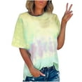 thumbnail image 2 of RYDCOT Fashion Tops Women's Summer Round-Neck Short Sleeve Print Casual Blouses Tops Yellow, 2 of 6