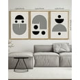 thumbnail image 4 of SHENIFY large 24x36in3pcs Natural Framed Black Abstract Wall Art Decor Solid & Spiral Semi-Circles Geometric Shapes Drawings Modern Art Decorative Ready To Hang, 4 of 5