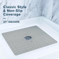 thumbnail image 2 of Square Natural Rubber Shower Stall Mat, 21” x 21”, Non Slip Safety, Built-in Product Protection, 140 Power Grip Suction Cups, Center Drain Hole, Tan, 2 of 5