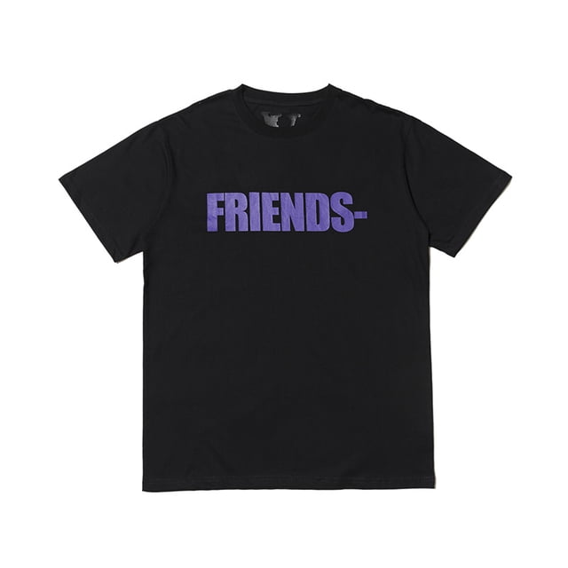 Camiseta de hombre Big V Print Cotton Hip-Hop Summer Tee para adolescentes, Fashinable, Black (Purple Letters), L-Black (Purple Letters)-L Sincero Electrónica