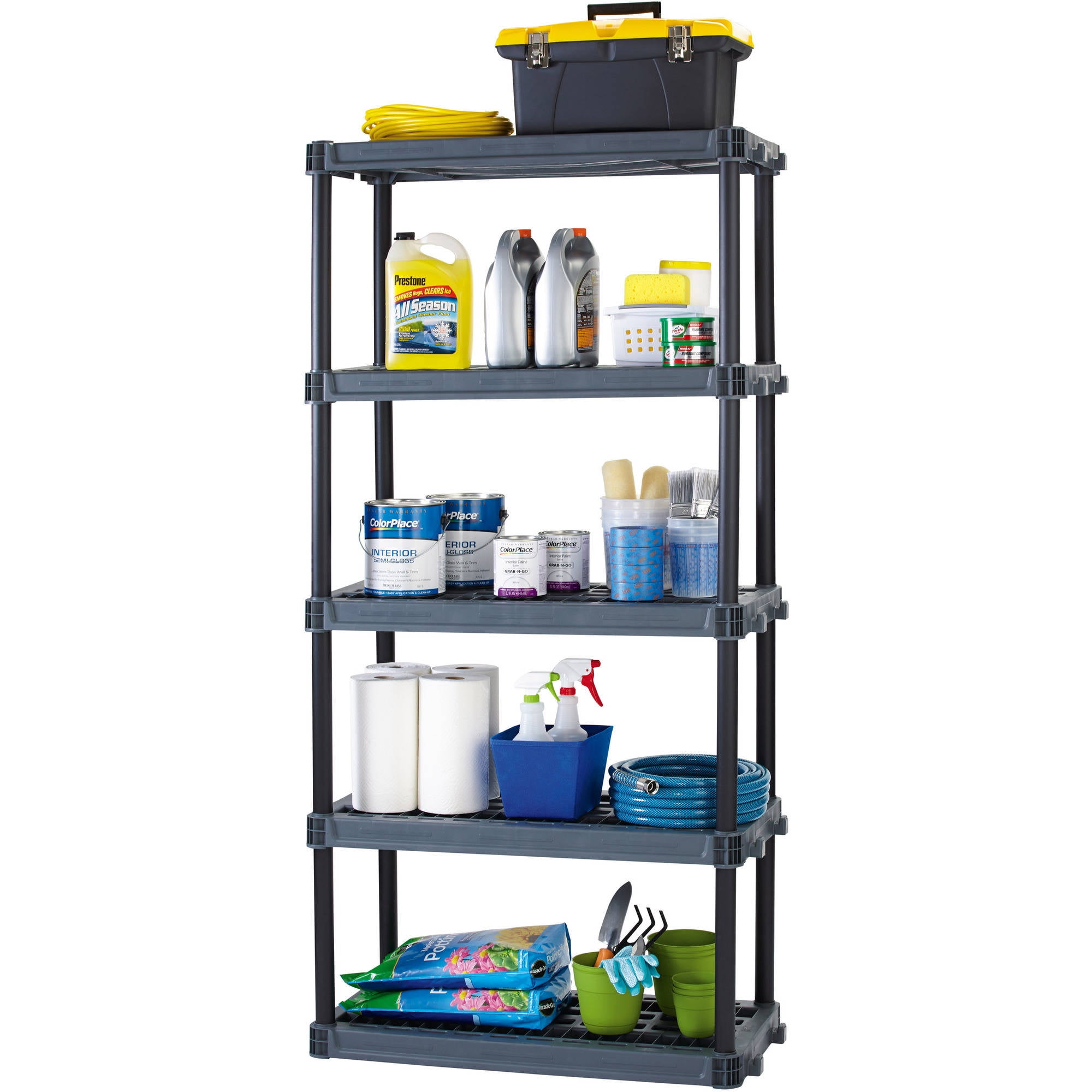 WorkChoice 5-Shelf Heavy Duty Plastic Storage Unit, Black - Walmart.com