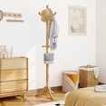 thumbnail image 4 of Costway Solid Rubber Wood Coat Rack with 3 Adjustable Heights and 11 Hooks for Hallway Natural, 4 of 10