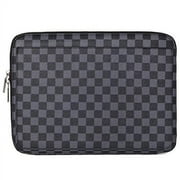 Daisy Rose Protective Laptop Sleeve Case for 13 Inch Laptop with Slip Pocket - Luxury PU Vegan Leather Shock Absorbant Hard Case for Work and School (Black)