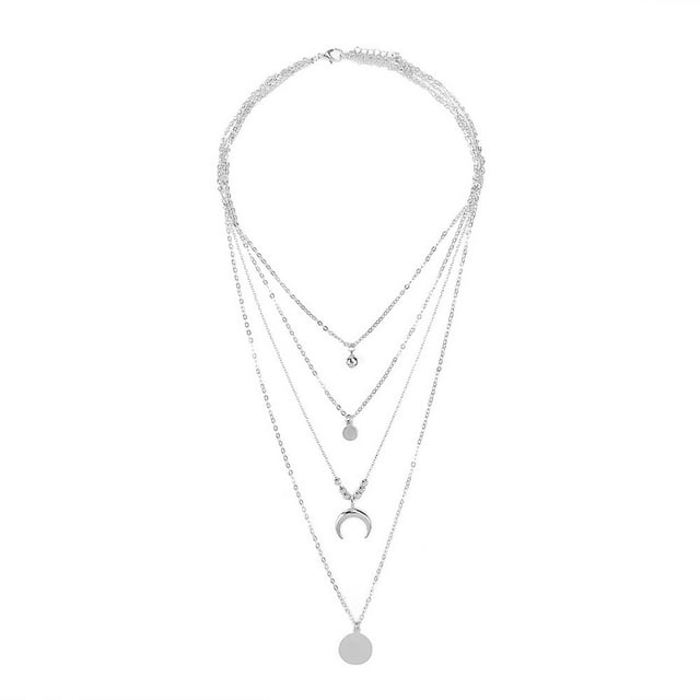 Jewelry On Clearance Layered Necklace Necklace Ladies Pendant Chain Jewelry Personalized Layered Necklace With Disc Ladies Pendant Chain Length Single Layer Necklace Silver One Size