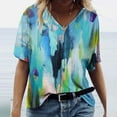 thumbnail image 2 of Birdeem T-Shirt à Col en V pour Femmes, Mode Décontractée, Grande Taille, Imprimé de Fleurs Pittoresques, 2 of 5