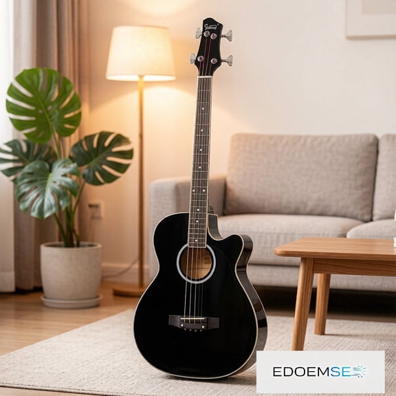 EDOEMSE Electric Acoustic Bass Guitar 4-String 44.5-Inch Full Size Basswood Top Back and Sides Rosewood Fingerboard