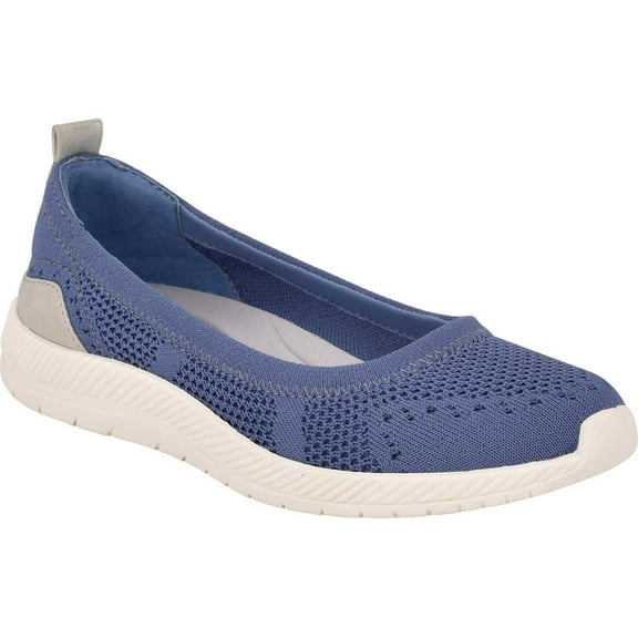 EASY SPIRIT Womens Blue Removable Insole Stretch Arch Support Cushioned Glitz Round Toe Wedge Slip On Sneakers Shoes 6 WW